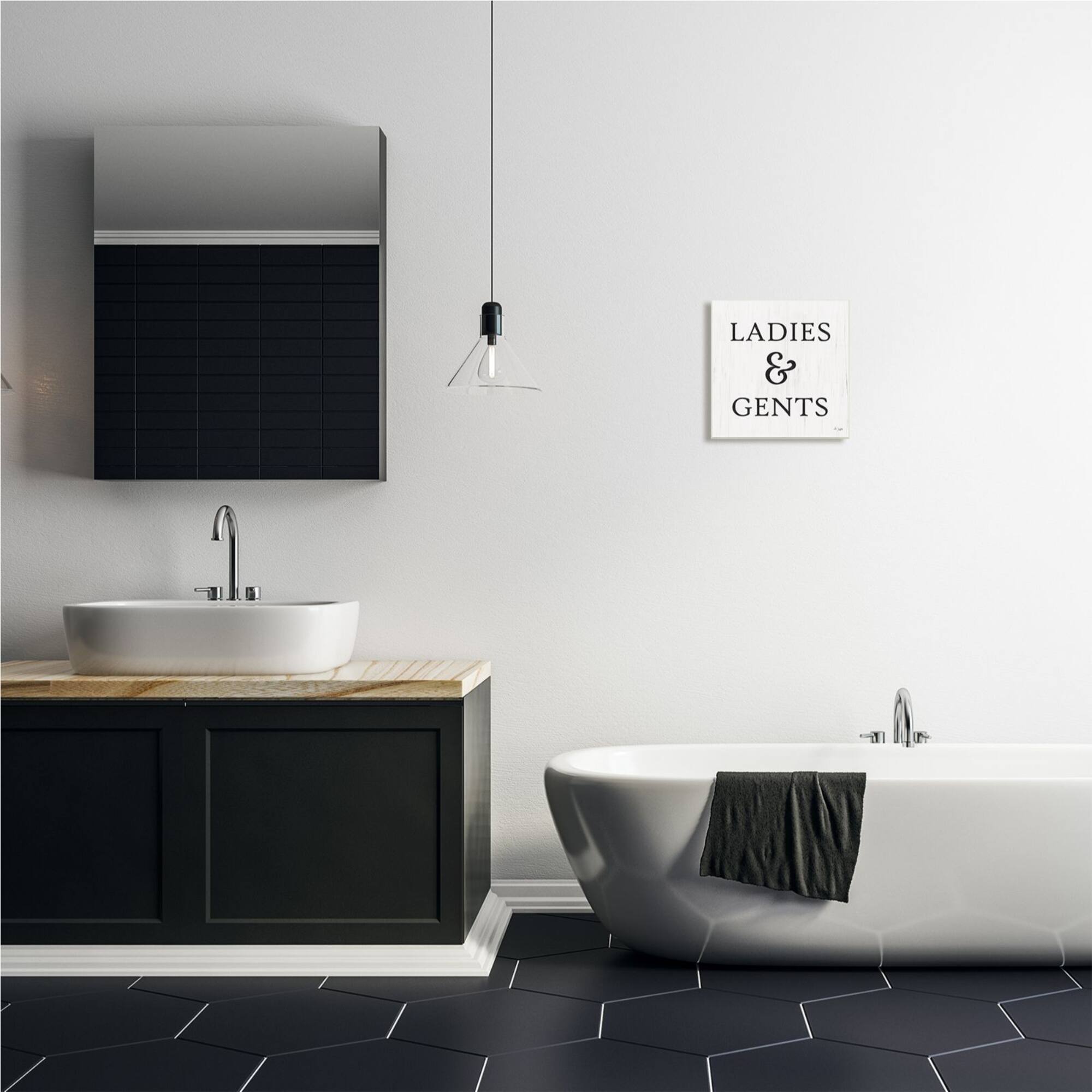Stupell Industries Ladies & Gents Bathroom Sign Country Grain Pattern,12" x 12"